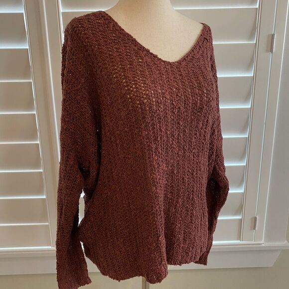 Size M/L open back woven deep dusty rose sweater Debut - Picture 1 of 7